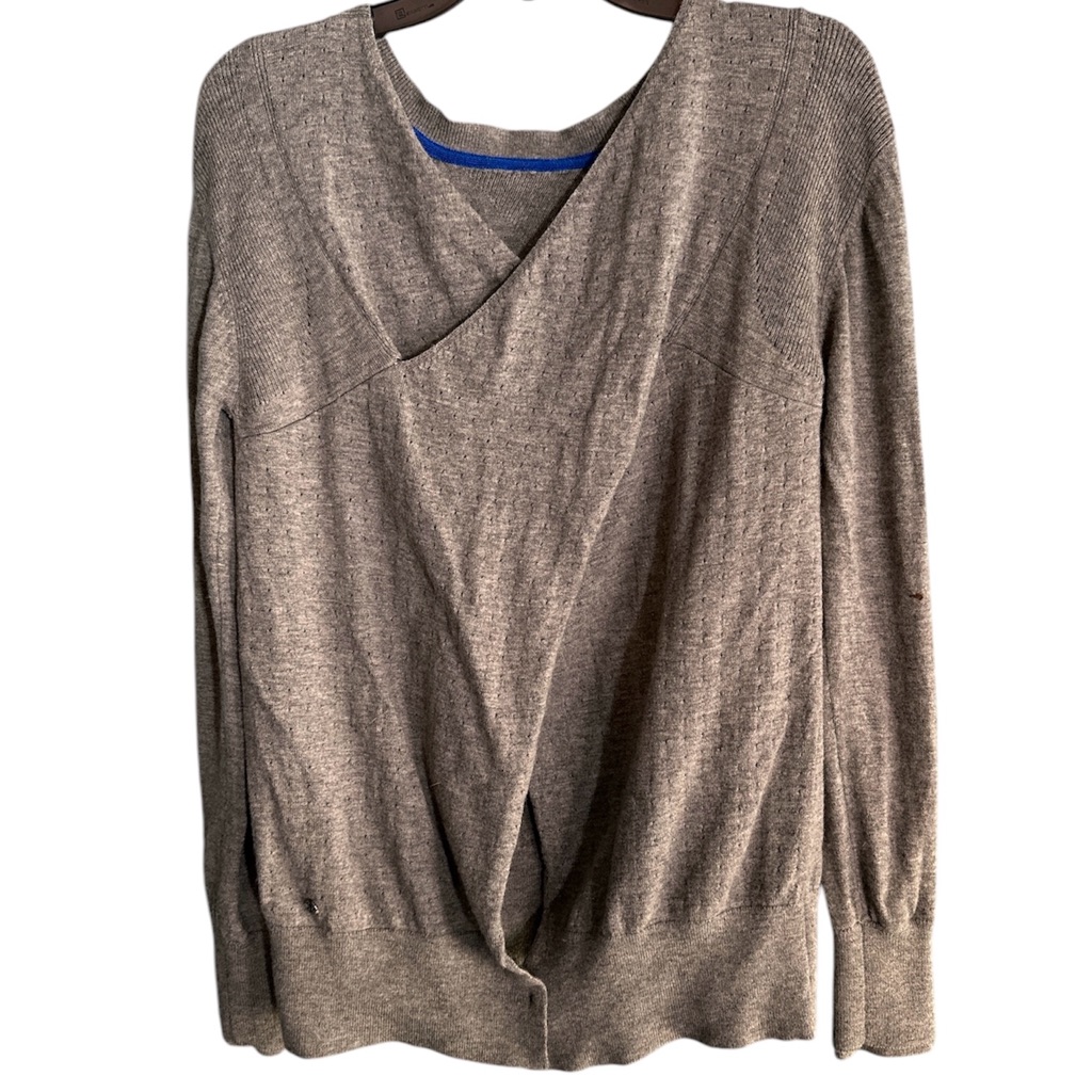 Lululemon Crossover Sweater In Gray, Worn Front To Back Or Back To Front.